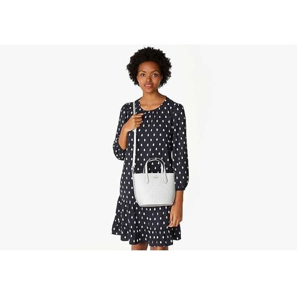 NEW Kate Spade New York Glimmer Satchel Crossbody Bag Silver Elegant Glamorous - Picture 3 of 5